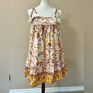 Jessica Simpson Boho Floral Tassel Strap Smocked Sundress Festival Mini (07)